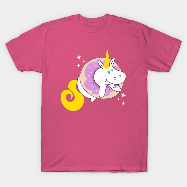 Unicorn Stuck in Donut T-Shirt by Mejanzen